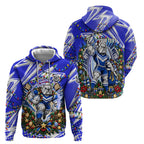 Personalized Canterbury Bankstown Bulldogs Rugby Christmas Hoodie Holiday Mascot Graphic Art Festive Lights Bow