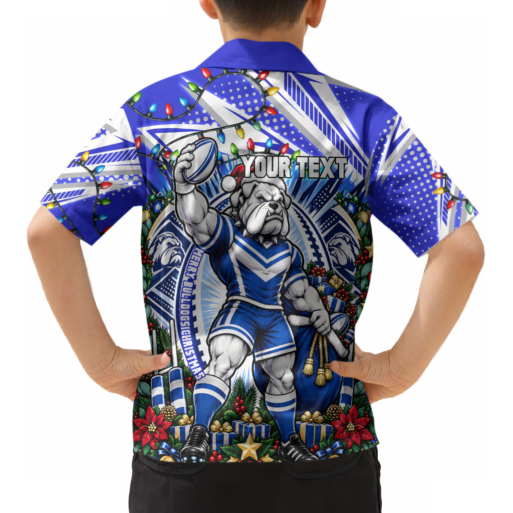 Personalized Canterbury Bankstown Bulldogs Rugby Christmas Kid Hawaiian Shirt Holiday Mascot Graphic Art Festive Lights Bow