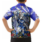 Personalized Canterbury Bankstown Bulldogs Rugby Christmas Kid Hawaiian Shirt Holiday Mascot Graphic Art Festive Lights Bow