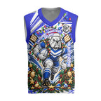 Personalized Canterbury Bankstown Bulldogs Rugby Christmas Knitted V-Neck Vest Holiday Mascot Graphic Art Festive Lights Bow