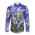 Personalized Canterbury Bankstown Bulldogs Rugby Christmas Long Sleeve Button Shirt Holiday Mascot Graphic Art Festive Lights Bow