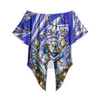 Personalized Canterbury Bankstown Bulldogs Rugby Christmas Off Shoulder Wrap Waist Top Holiday Mascot Graphic Art Festive Lights Bow