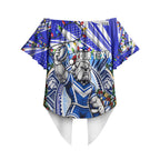 Personalized Canterbury Bankstown Bulldogs Rugby Christmas Off Shoulder Wrap Waist Top Holiday Mascot Graphic Art Festive Lights Bow