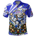Personalized Canterbury Bankstown Bulldogs Rugby Christmas Polo Shirt Holiday Mascot Graphic Art Festive Lights Bow