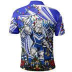 Personalized Canterbury Bankstown Bulldogs Rugby Christmas Polo Shirt Holiday Mascot Graphic Art Festive Lights Bow