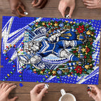 Personalized Canterbury Bankstown Bulldogs Rugby Christmas Puzzle Holiday Mascot Graphic Art Festive Lights Bow