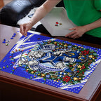Personalized Canterbury Bankstown Bulldogs Rugby Christmas Puzzle Holiday Mascot Graphic Art Festive Lights Bow