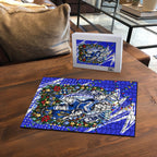 Personalized Canterbury Bankstown Bulldogs Rugby Christmas Puzzle Holiday Mascot Graphic Art Festive Lights Bow