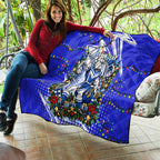 Personalized Canterbury Bankstown Bulldogs Rugby Christmas Quilt Holiday Mascot Graphic Art Festive Lights Bow