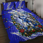 Personalized Canterbury Bankstown Bulldogs Rugby Christmas Quilt Bed Set Holiday Mascot Graphic Art Festive Lights Bow