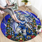 Personalized Canterbury Bankstown Bulldogs Rugby Christmas Round Carpet Holiday Mascot Graphic Art Festive Lights Bow