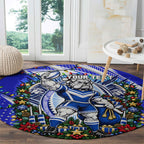 Personalized Canterbury Bankstown Bulldogs Rugby Christmas Round Carpet Holiday Mascot Graphic Art Festive Lights Bow