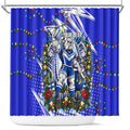 Personalized Canterbury Bankstown Bulldogs Rugby Christmas Shower Curtain Holiday Mascot Graphic Art Festive Lights Bow