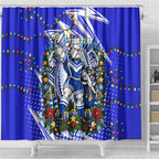Personalized Canterbury Bankstown Bulldogs Rugby Christmas Shower Curtain Holiday Mascot Graphic Art Festive Lights Bow