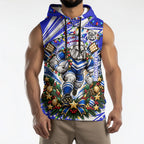 Personalized Canterbury Bankstown Bulldogs Rugby Christmas Sleeveless Hoodie Holiday Mascot Graphic Art Festive Lights Bow