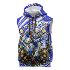 Personalized Canterbury Bankstown Bulldogs Rugby Christmas Sleeveless Zip Hoodie Holiday Mascot Graphic Art Festive Lights Bow