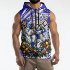 Personalized Canterbury Bankstown Bulldogs Rugby Christmas Sleeveless Zip Hoodie Holiday Mascot Graphic Art Festive Lights Bow