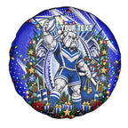 Personalized Canterbury Bankstown Bulldogs Rugby Christmas Spare Tire Cover Holiday Mascot Graphic Art Festive Lights Bow