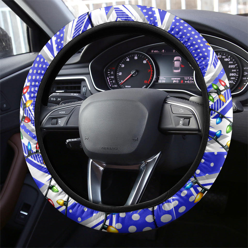 Canterbury Bankstown Bulldogs Rugby Christmas Steering Wheel Cover Holiday Mascot Graphic Art Festive Lights Bow