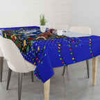 Personalized Canterbury Bankstown Bulldogs Rugby Christmas Tablecloth Holiday Mascot Graphic Art Festive Lights Bow