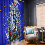 Personalized Canterbury Bankstown Bulldogs Rugby Christmas Window Curtain Holiday Mascot Graphic Art Festive Lights Bow