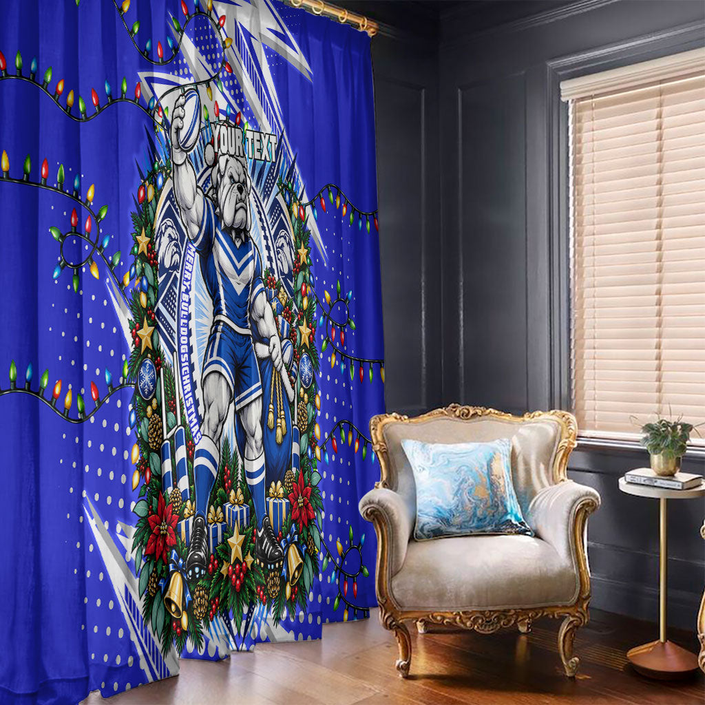 Personalized Canterbury Bankstown Bulldogs Rugby Christmas Window Curtain Holiday Mascot Graphic Art Festive Lights Bow