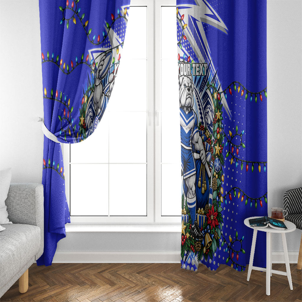 Personalized Canterbury Bankstown Bulldogs Rugby Christmas Window Curtain Holiday Mascot Graphic Art Festive Lights Bow