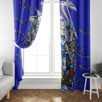 Personalized Canterbury Bankstown Bulldogs Rugby Christmas Window Curtain Holiday Mascot Graphic Art Festive Lights Bow