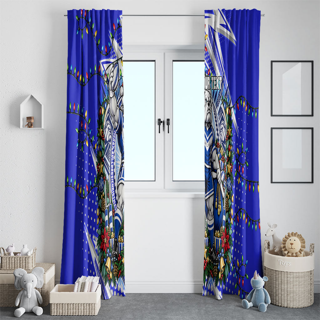 Personalized Canterbury Bankstown Bulldogs Rugby Christmas Window Curtain Holiday Mascot Graphic Art Festive Lights Bow