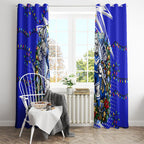 Personalized Canterbury Bankstown Bulldogs Rugby Christmas Window Curtain Holiday Mascot Graphic Art Festive Lights Bow