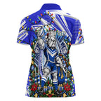 Personalized Canterbury Bankstown Bulldogs Rugby Christmas Women Polo Shirt Holiday Mascot Graphic Art Festive Lights Bow