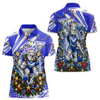 Personalized Canterbury Bankstown Bulldogs Rugby Christmas Women Polo Shirt Holiday Mascot Graphic Art Festive Lights Bow