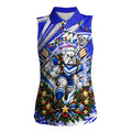 Personalized Canterbury Bankstown Bulldogs Rugby Christmas Women Sleeveless Polo Shirt Holiday Mascot Graphic Art Festive Lights Bow