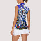 Personalized Canterbury Bankstown Bulldogs Rugby Christmas Women Sleeveless Polo Shirt Holiday Mascot Graphic Art Festive Lights Bow