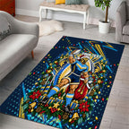 Personalized Gold Coast Titans Rugby Christmas Area Rug Holiday Mascot Graphic Art Festive Lights Bow