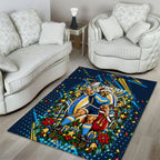 Personalized Gold Coast Titans Rugby Christmas Area Rug Holiday Mascot Graphic Art Festive Lights Bow