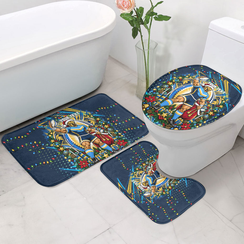 Personalized Gold Coast Titans Rugby Christmas Bathroom Set Holiday Mascot Graphic Art Festive Lights Bow