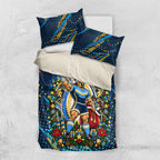 Personalized Gold Coast Titans Rugby Christmas Bedding Set Holiday Mascot Graphic Art Festive Lights Bow