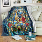 Personalized Gold Coast Titans Rugby Christmas Blanket Holiday Mascot Graphic Art Festive Lights Bow