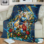 Personalized Gold Coast Titans Rugby Christmas Blanket Holiday Mascot Graphic Art Festive Lights Bow