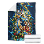 Personalized Gold Coast Titans Rugby Christmas Blanket Holiday Mascot Graphic Art Festive Lights Bow