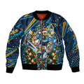 Personalized Gold Coast Titans Rugby Christmas Bomber Jacket Holiday Mascot Graphic Art Festive Lights Bow