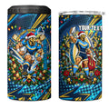 Personalized Gold Coast Titans Rugby Christmas 4 in 1 Can Cooler Tumbler Holiday Mascot Graphic Art Festive Lights Bow