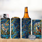Personalized Gold Coast Titans Rugby Christmas 4 in 1 Can Cooler Tumbler Holiday Mascot Graphic Art Festive Lights Bow