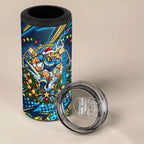 Personalized Gold Coast Titans Rugby Christmas 4 in 1 Can Cooler Tumbler Holiday Mascot Graphic Art Festive Lights Bow