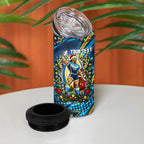 Personalized Gold Coast Titans Rugby Christmas 4 in 1 Can Cooler Tumbler Holiday Mascot Graphic Art Festive Lights Bow