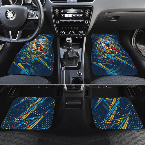 Personalized Gold Coast Titans Rugby Christmas Car Mats Holiday Mascot Graphic Art Festive Lights Bow