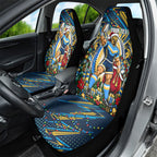 Personalized Gold Coast Titans Rugby Christmas Car Seat Cover Holiday Mascot Graphic Art Festive Lights Bow
