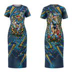 Personalized Gold Coast Titans Rugby Christmas Couples Matching Short Sleeve Bodycon Dress and Hawaiian Shirt Holiday Mascot Graphic Art Festive Lights Bow