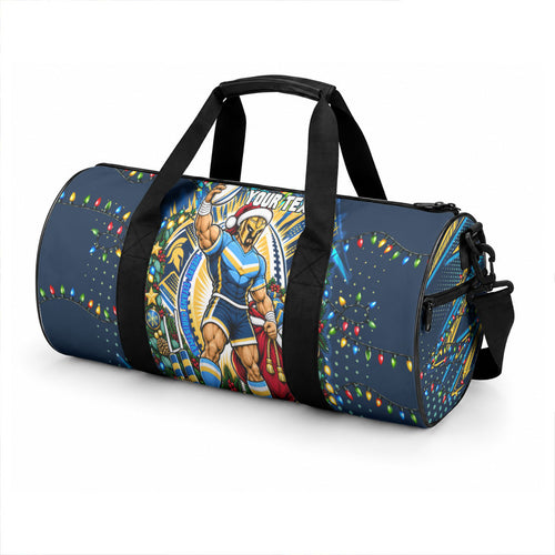 Personalized Gold Coast Titans Rugby Christmas Duffle Bag Holiday Mascot Graphic Art Festive Lights Bow